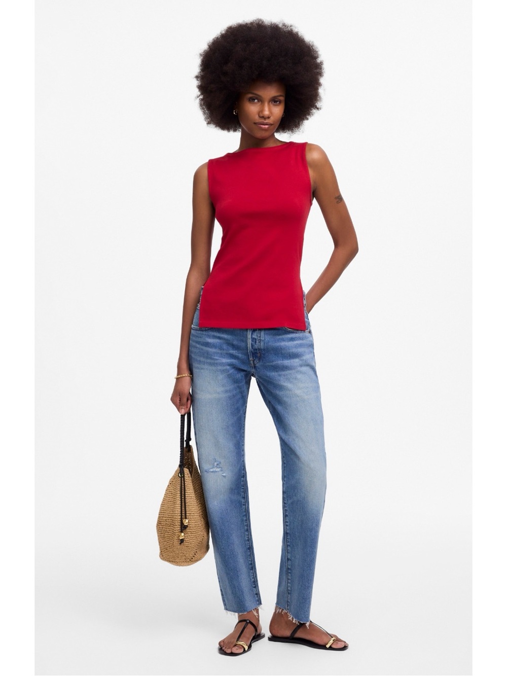 Madewell Sleeveless Boatneck Side Slit Tee